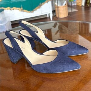 Marc Fisher Navy Suede Slingbacks
